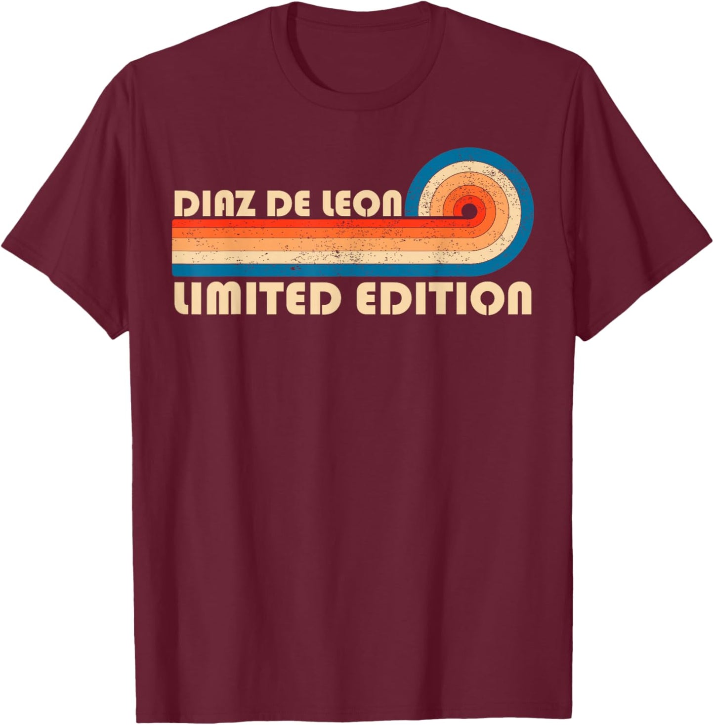 Diaz DE Leon Retro 70s 80s Sunset Stripe T-Shirt - T-Shirt | Maroon