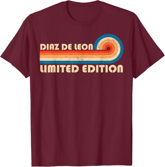 Diaz DE Leon Retro 70s 80s Sunset Stripe T-Shirt - T-Shirt | Maroon
