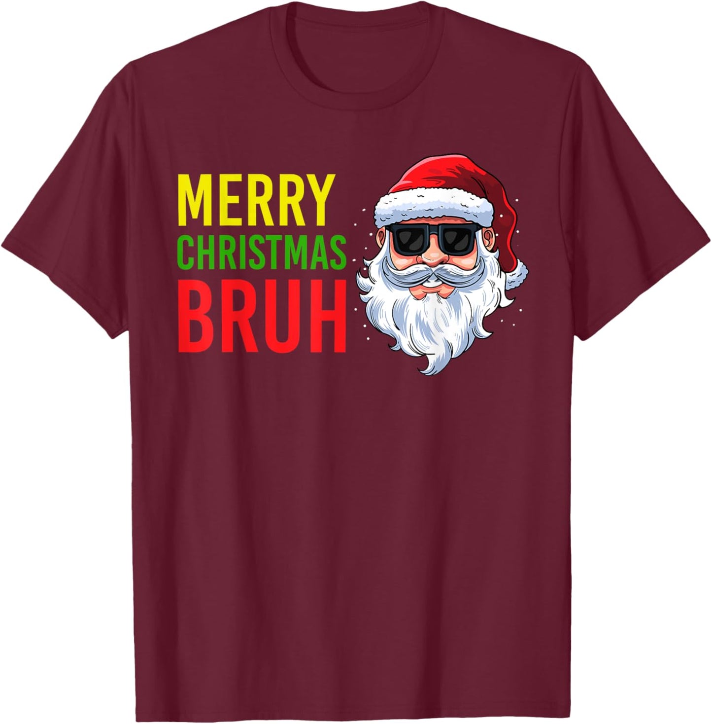 Merry Christmas Bruh Meme Funny Saying for Brother Boys Men T-Shirt - T-Shirt | Maroon