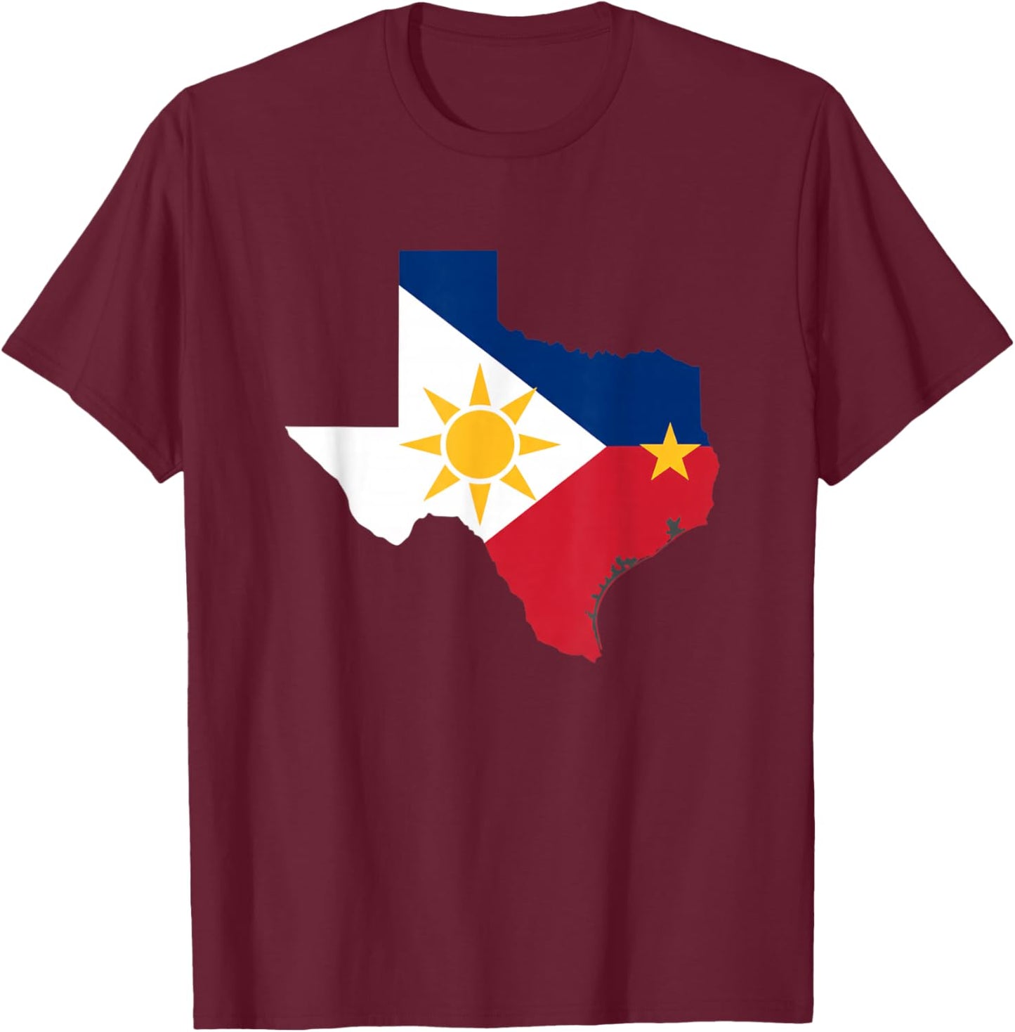 Philippine Texas Flag Map Filipino Pride Philippines Texas T-Shirt - T-Shirt | Maroon