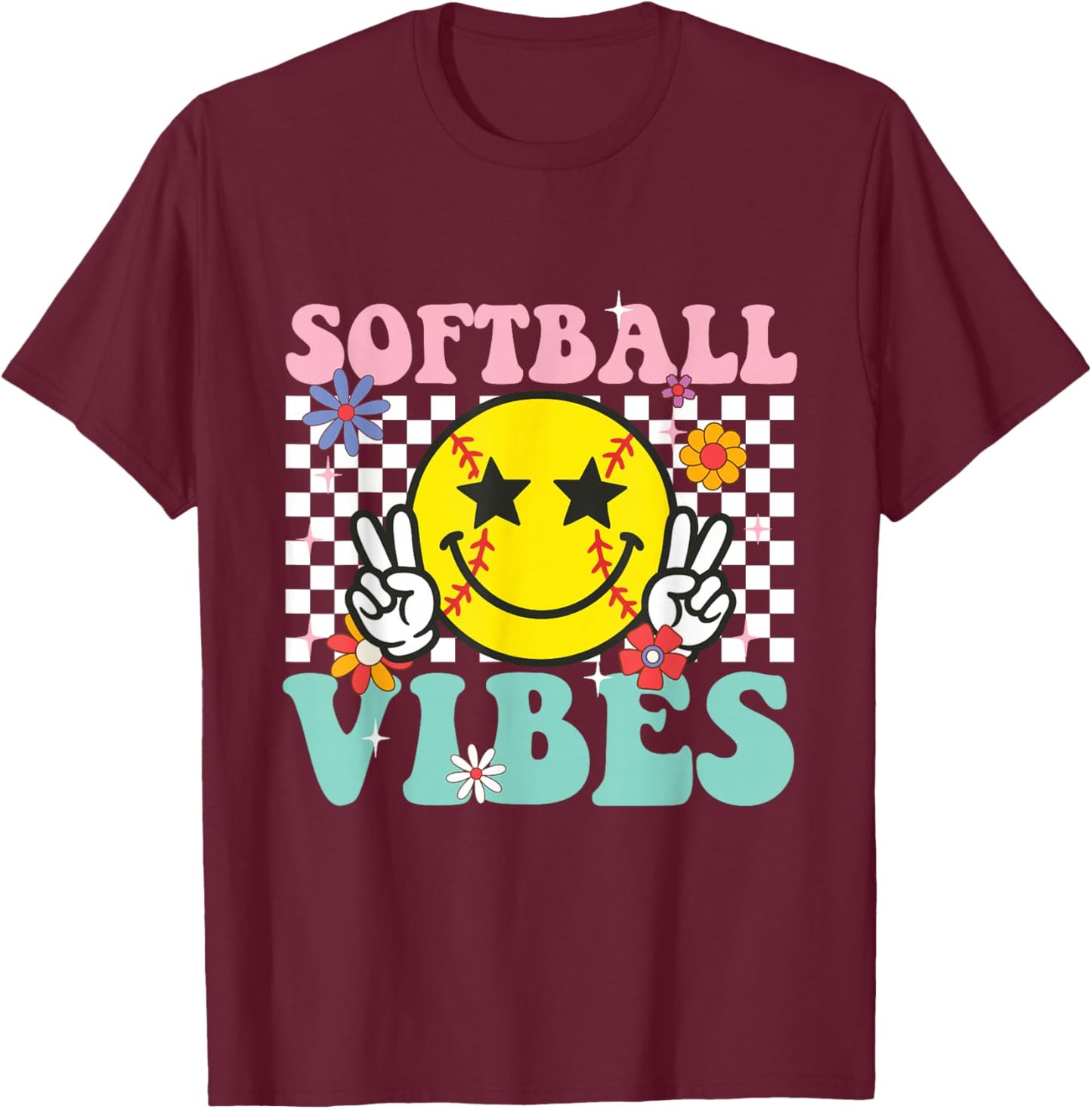 Softball Vibes - Softball Lover Softball Player Softballer T-Shirt - T-Shirt | Maroon