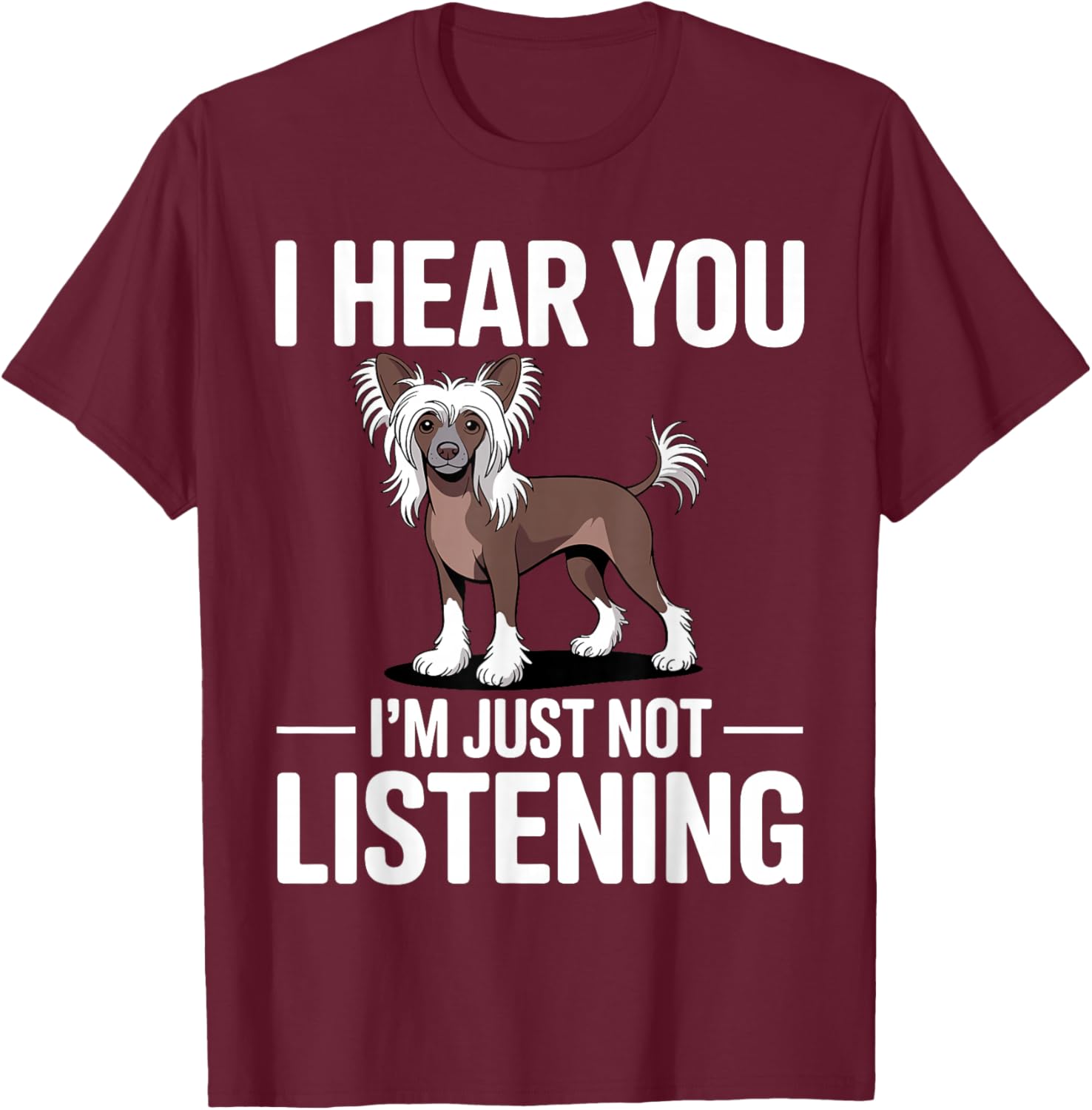 Funny Chinese Crested Art Women Chinese Crested T-Shirt - T-Shirt | Maroon