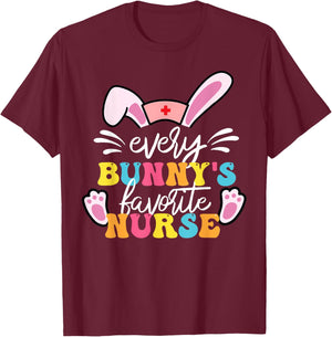 Every Bunny's Favorite Nurse Cute Easter Bunny Nurse Squad T-Shirt - T-Shirt | Maroon