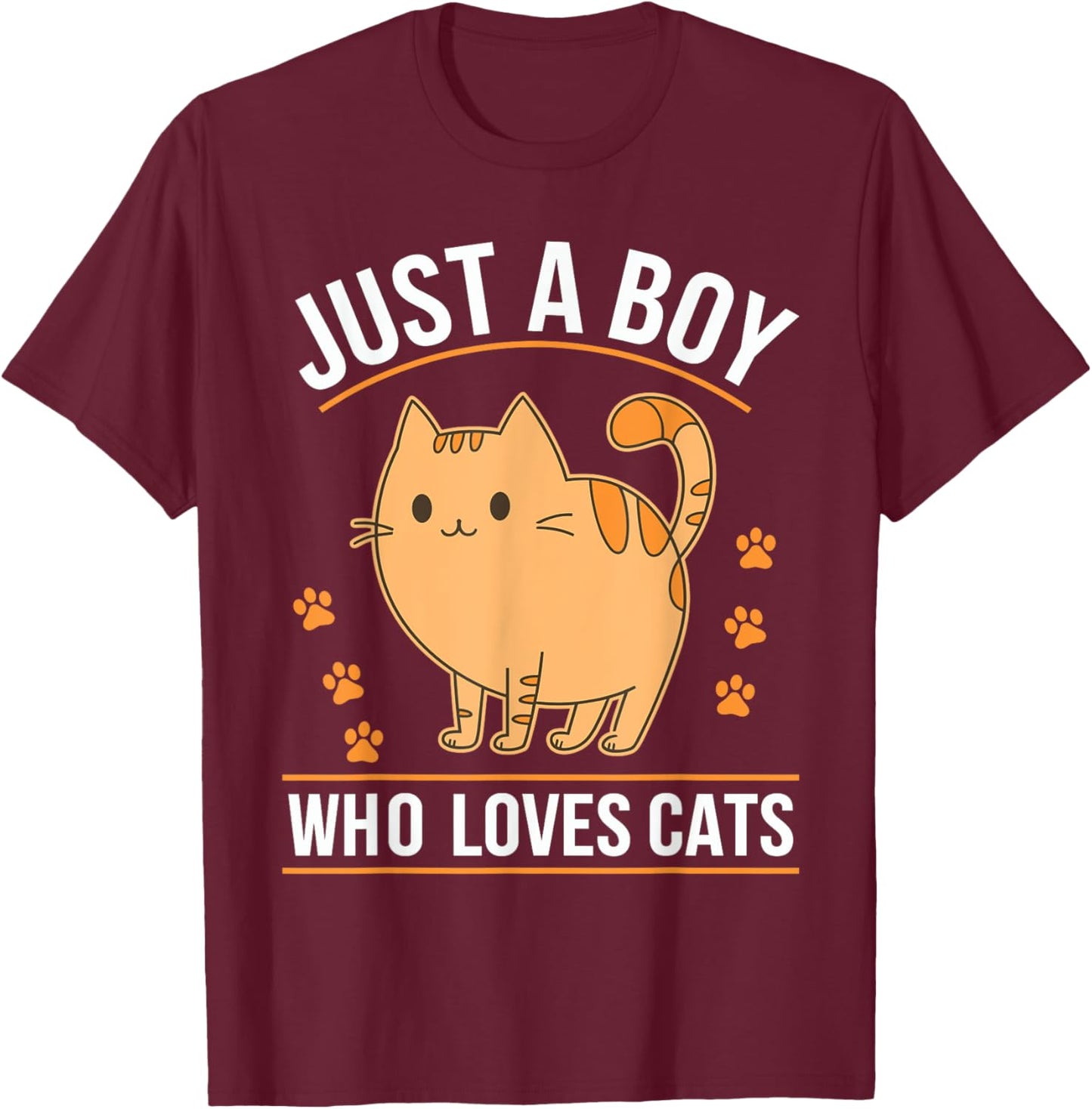 Just A Boy Who Loves Cats T-Shirt - T-Shirt | Maroon
