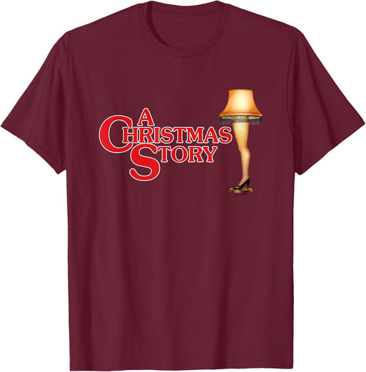 A Christmas Story Type With Leg Lamp T-Shirt - T-Shirt | Maroon