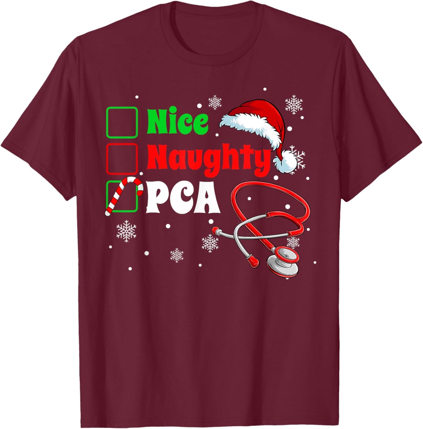Scrub Top Men Women Xmas T-Shirt - T-Shirt | Maroon