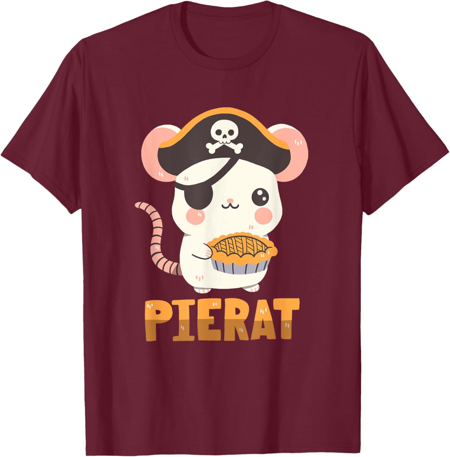 Pirate Rat With A Pie T-Shirt - T-Shirt | Maroon