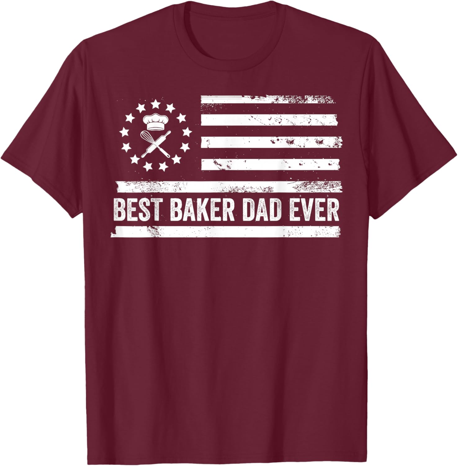 Baker Baking US American Flag Patriotic Retro T-Shirt - T-Shirt | Maroon