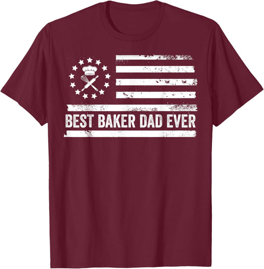 Baker Baking US American Flag Patriotic Retro T-Shirt - T-Shirt | Maroon