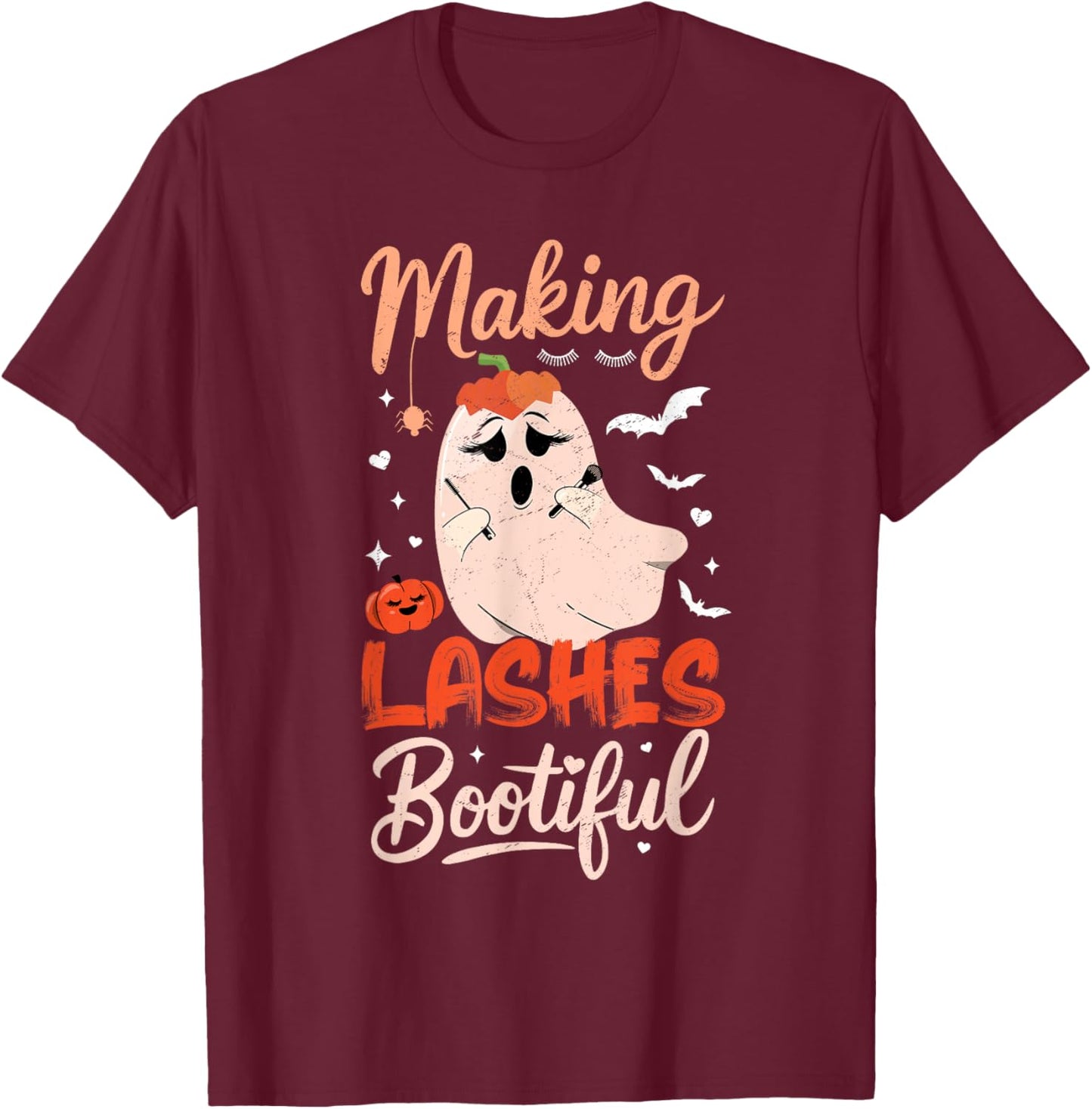Funny Making Lashes Bootiful Halloween Costume Lash Tech T-Shirt - T-Shirt | Maroon