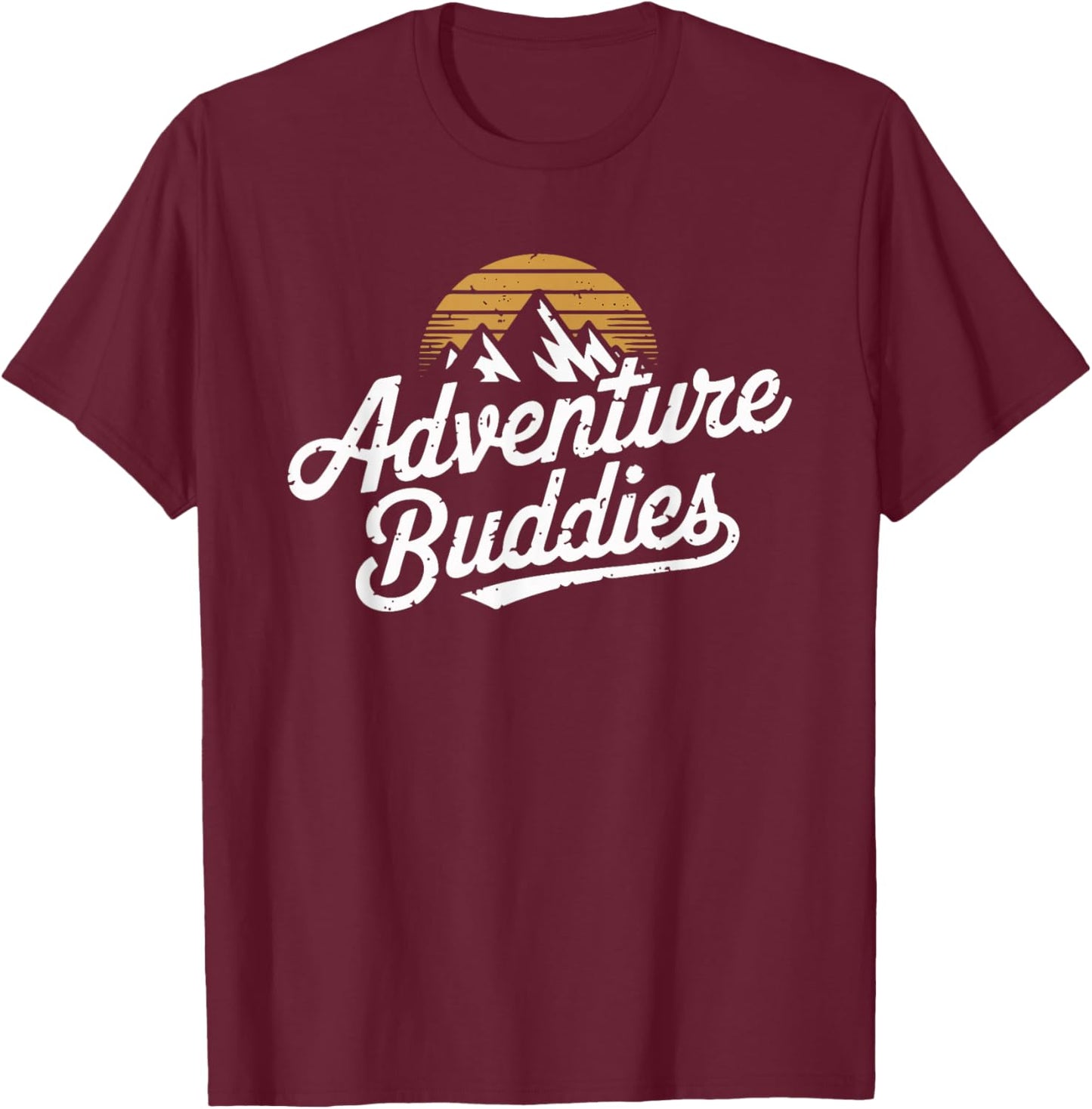 Adventure Buddies Mountain Hiker Hiking Funny Couple Outdoor T-Shirt - T-Shirt | Maroon