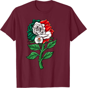 Mexico Gift Rose Tijuana Mexican Hispanic Pride Poncho T-Shirt - T-Shirt | Maroon