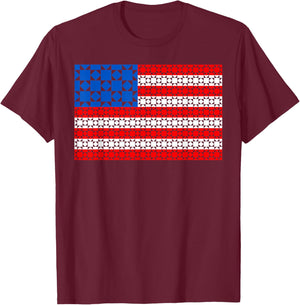 4th of July Quilting USA Flag Patriotic American Women Girls T-Shirt - T-Shirt | Maroon