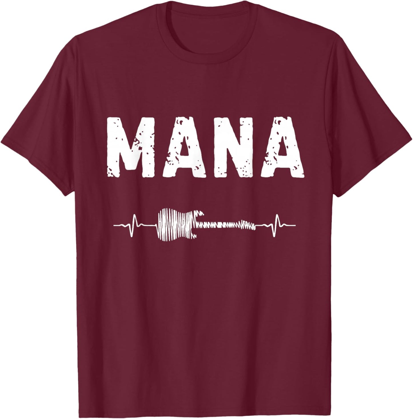 Mana Guitar Heartbeat Music Guitarist Retro Vintage T-Shirt - T-Shirt | Maroon