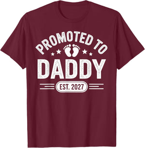 Dad Est 2027 Promoted to Dad 2027 Daddy Established 2027 T-Shirt - T-Shirt | Maroon