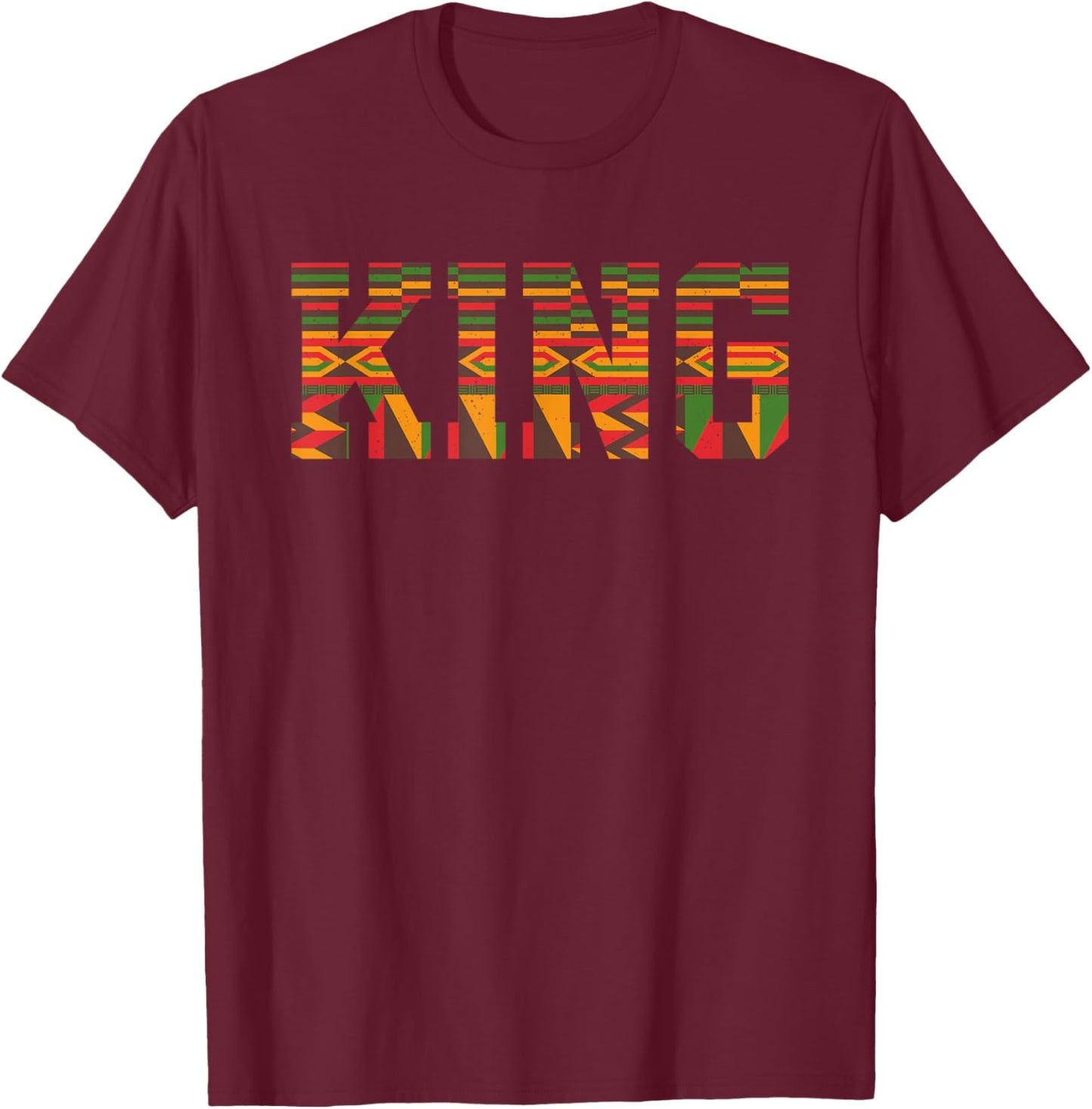 African King Art For Boys Men Afro African Print Kente Cloth T-Shirt - T-Shirt | Maroon