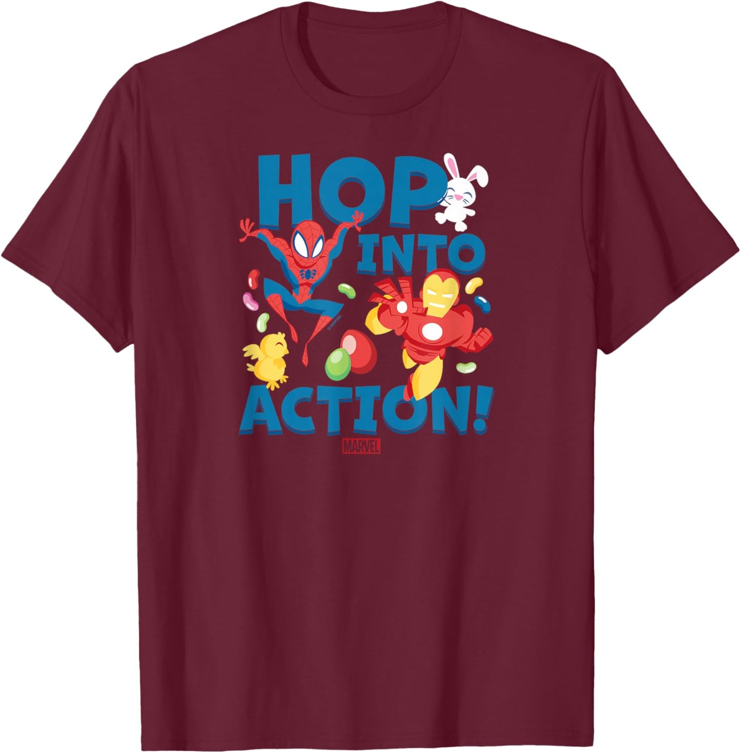 Marvel - Hop Into Action Easter T-Shirt - T-Shirt | Maroon