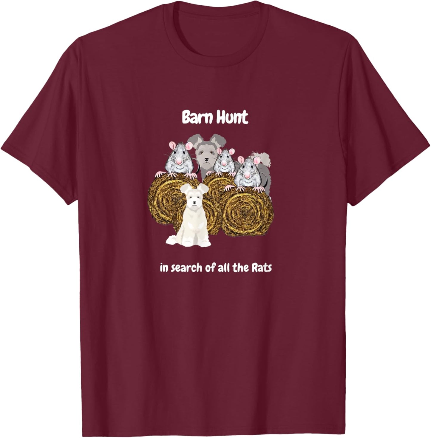 Funny Barn Hunt - in search of rats with a Pumi dog T-Shirt - T-Shirt | Maroon