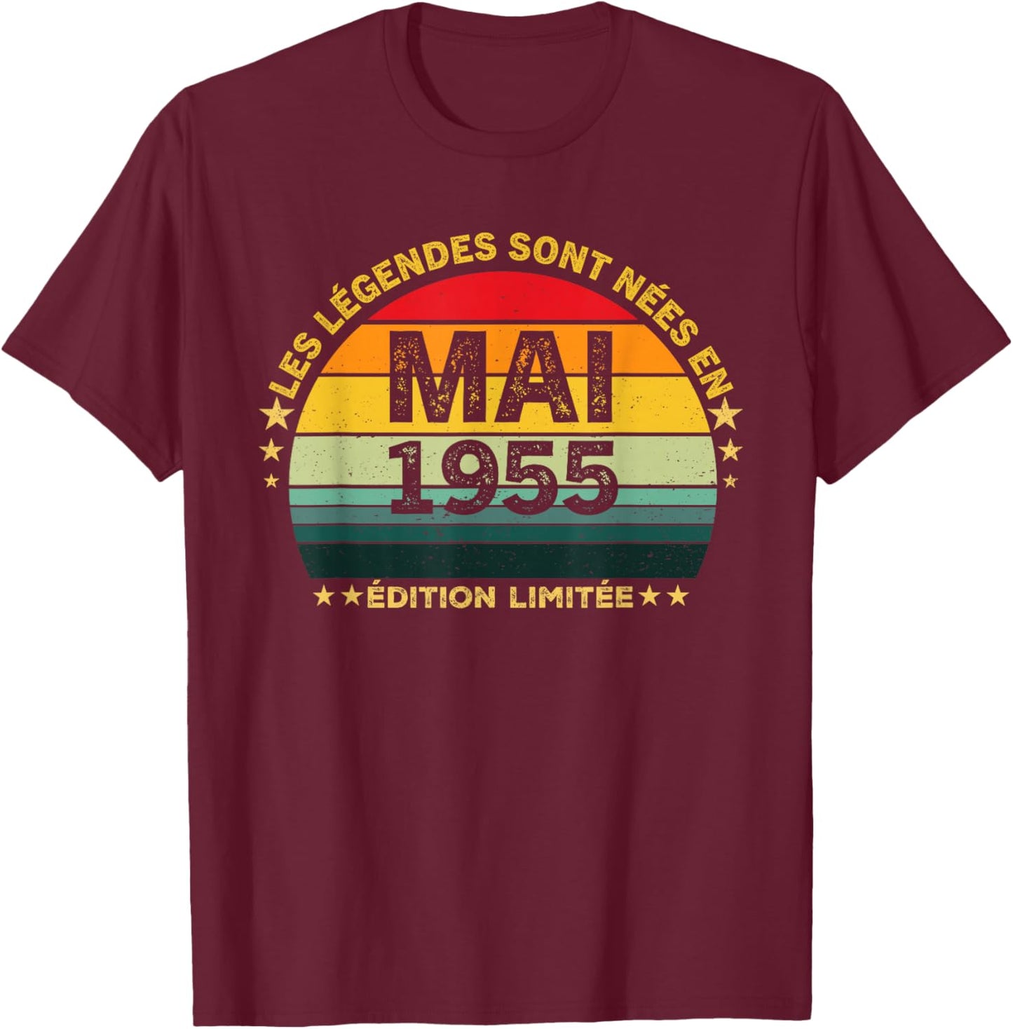 Retro Mai 1955 Édition limitée 71 Ans 71e Anniversaire T-Shirt - T-Shirt | Maroon