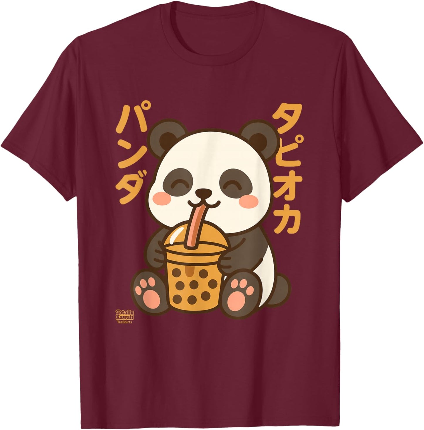 Bubble Tea Panda Boba Kawaii Tapioka Anime Cute T-Shirt - T-Shirt | Maroon