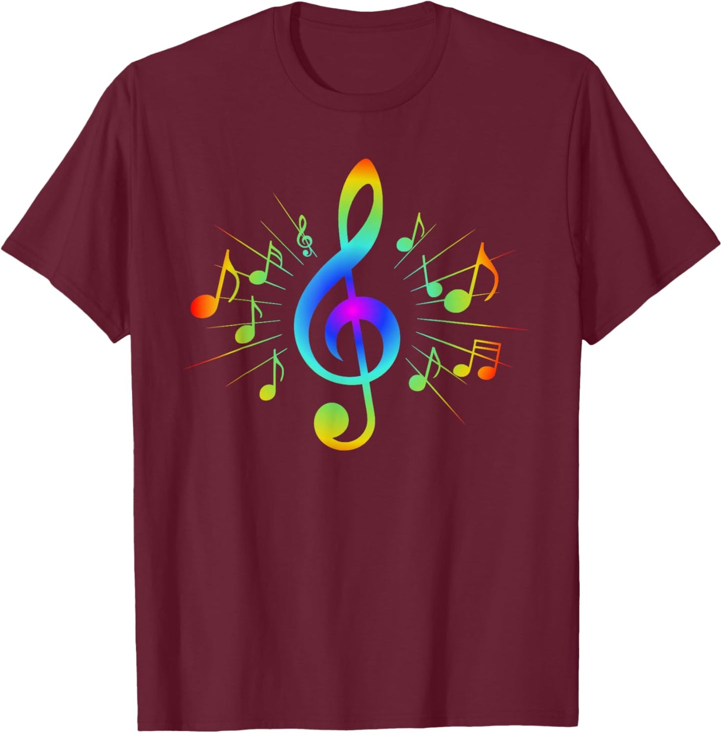 Colorful Treble Clef and Musical Notes Design for Music Love T-Shirt - T-Shirt | Maroon