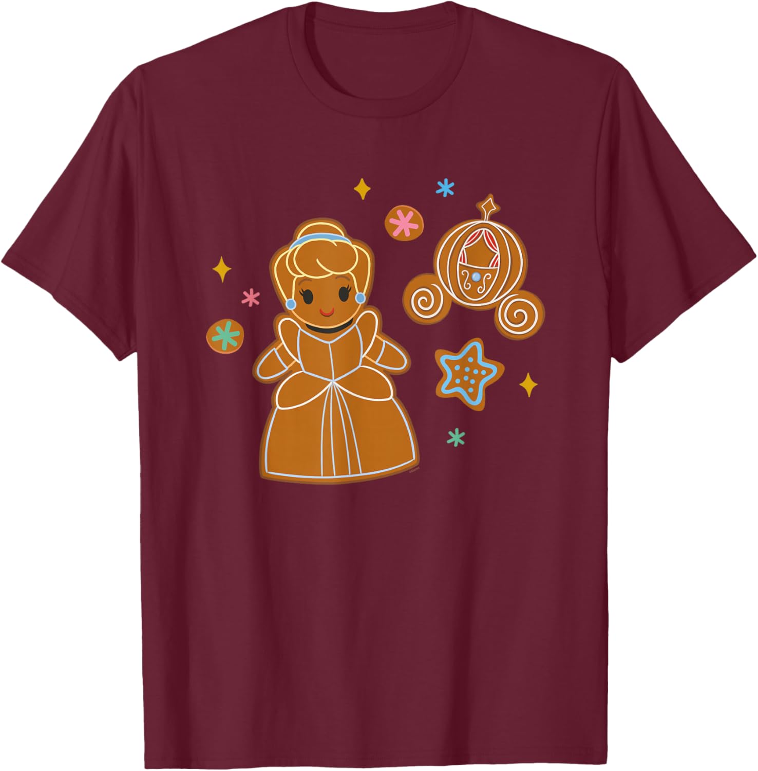 Disney Princess Holiday Christmas Gingerbread Cinderella T-Shirt - T-Shirt | Maroon