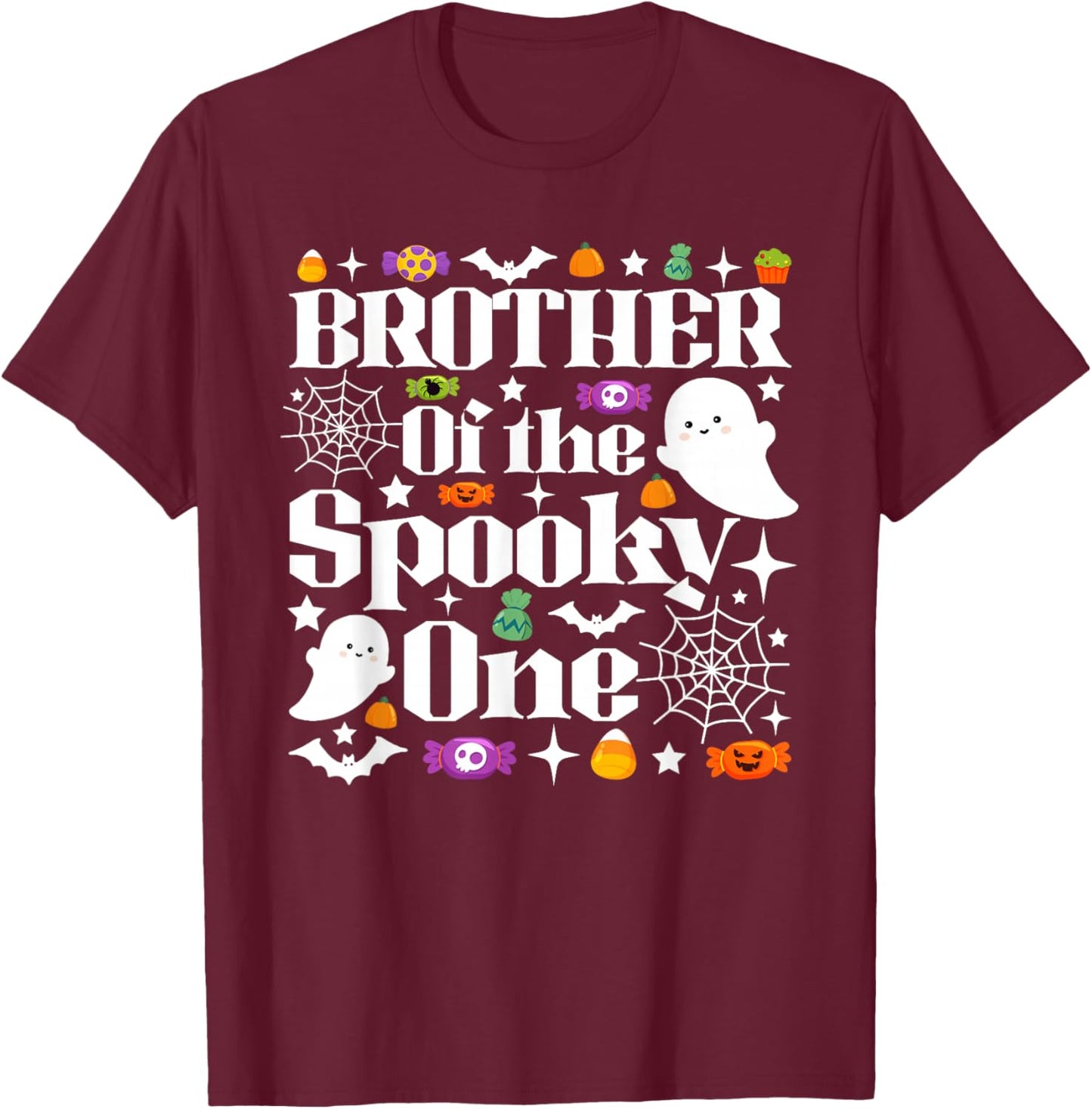 Brother of The Spooky One Halloween First Birthday Boy T-Shirt - T-Shirt | Maroon