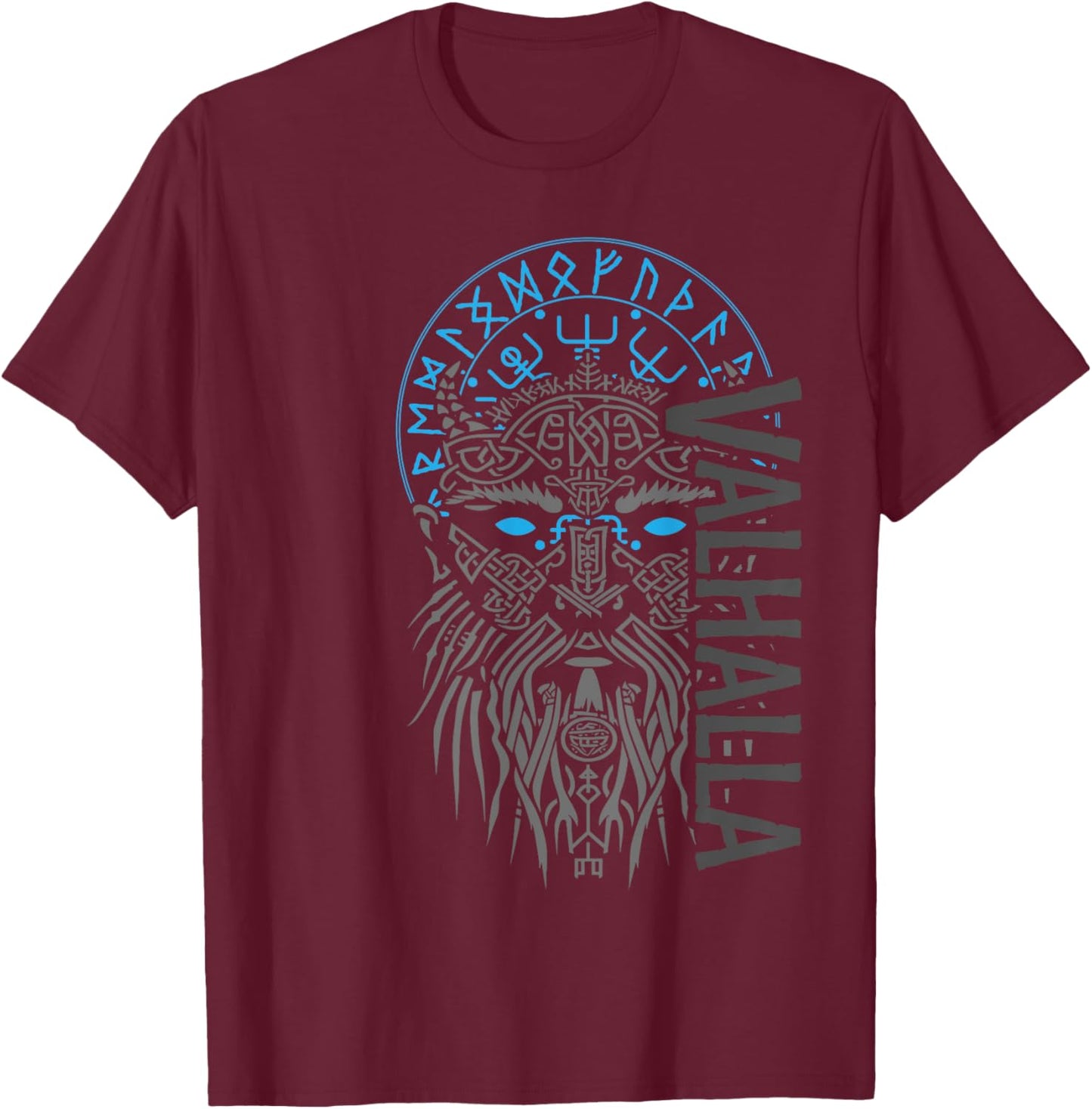 Valhalla & Viking Compass - Odin Design T-Shirt - T-Shirt | Maroon