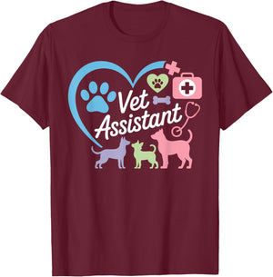 Vet Assistant Heart Veterinary Assistant Appreciation T-Shirt - T-Shirt | Maroon