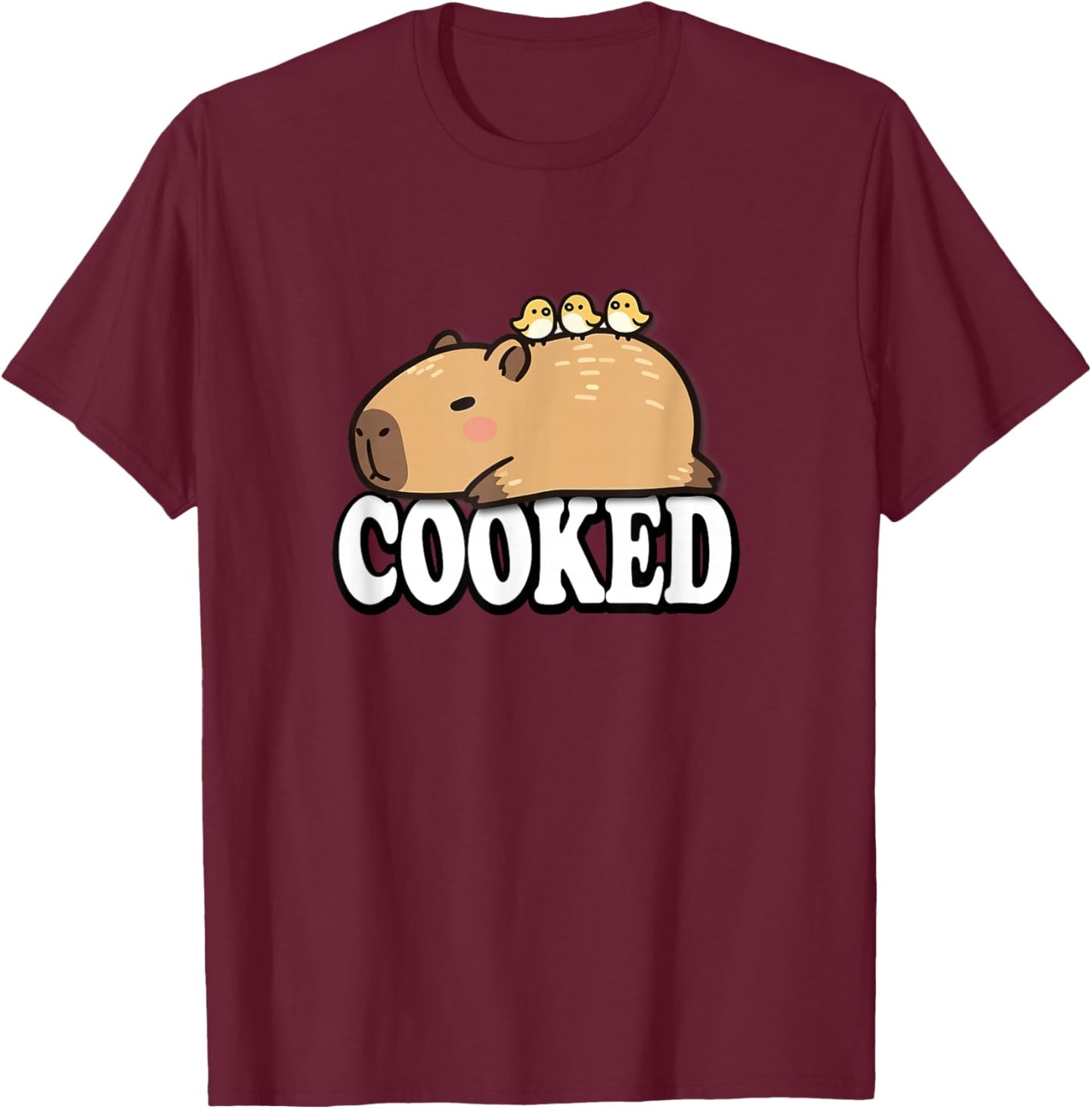 Kawaii Kids Sleep Cooked Boys Girls Capybara Pajama Shirt T-Shirt - T-Shirt | Maroon