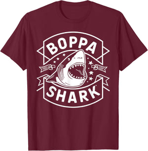 Boppa Shark Grandpa Gifts Funny Graphic T-Shirt - T-Shirt | Maroon