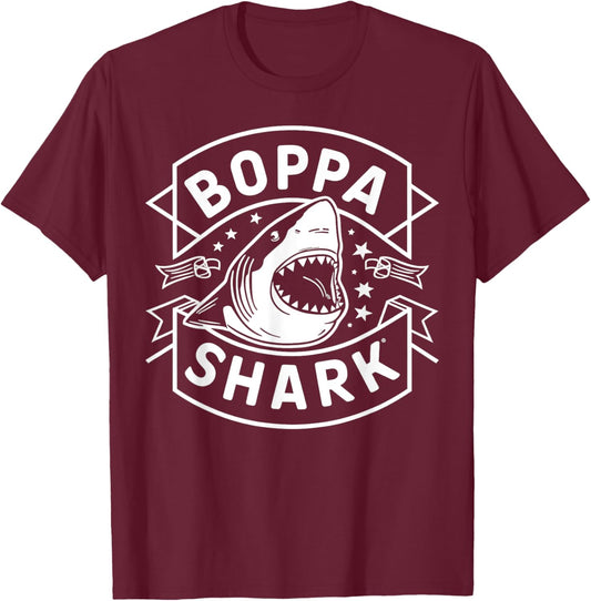 Boppa Shark Grandpa Gifts Funny Graphic T-Shirt - T-Shirt | Maroon