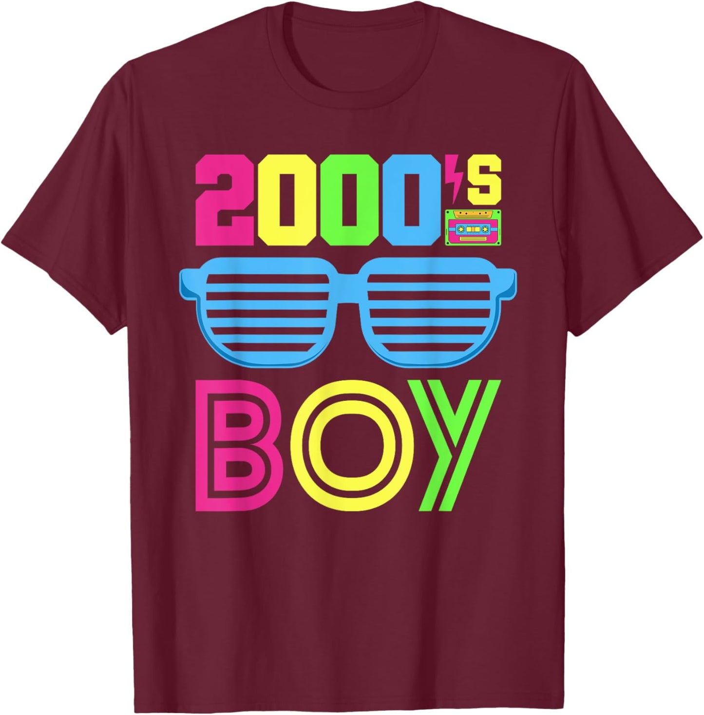 2000's Boy 00s Themed Party 2000s Costume Early 2000s Outfit T-Shirt - T-Shirt | Maroon
