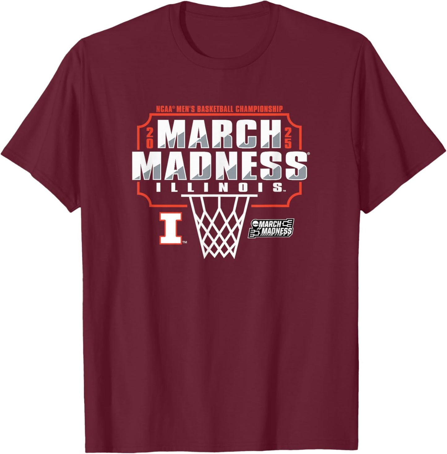 Illinois Fighting Illini March Madness 2025 Men's Basketball T-Shirt - T-Shirt | Maroon