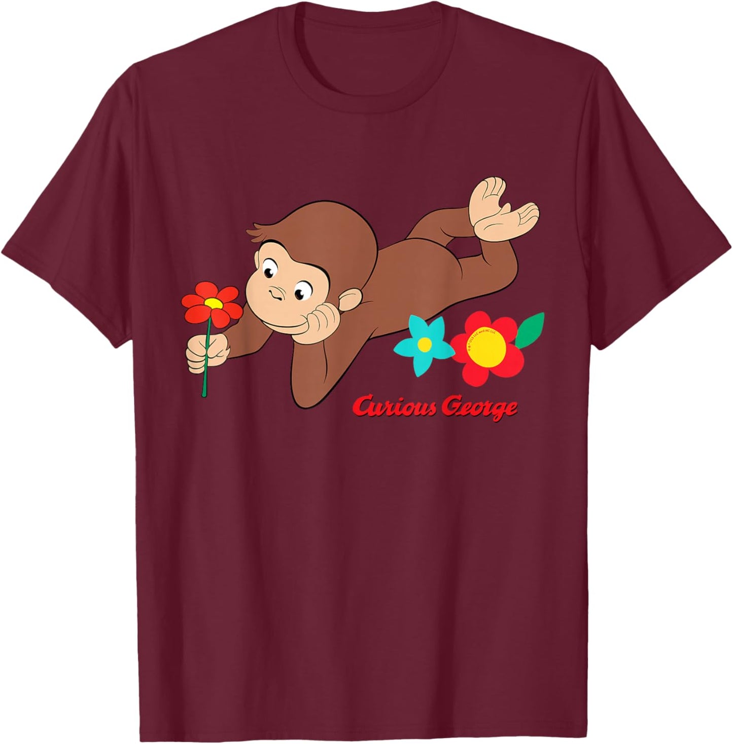 Curious George Spring Flower Fun T-Shirt - T-Shirt | Maroon