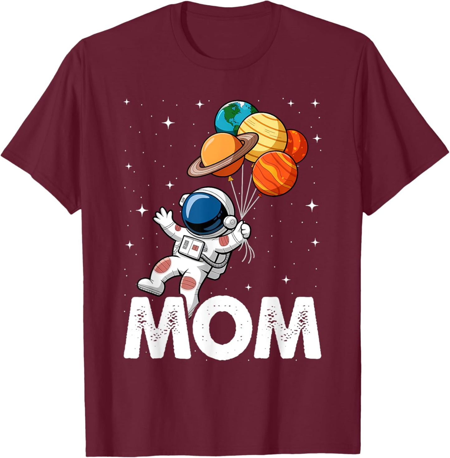 Mom Space Theme T-Shirt - T-Shirt | Maroon