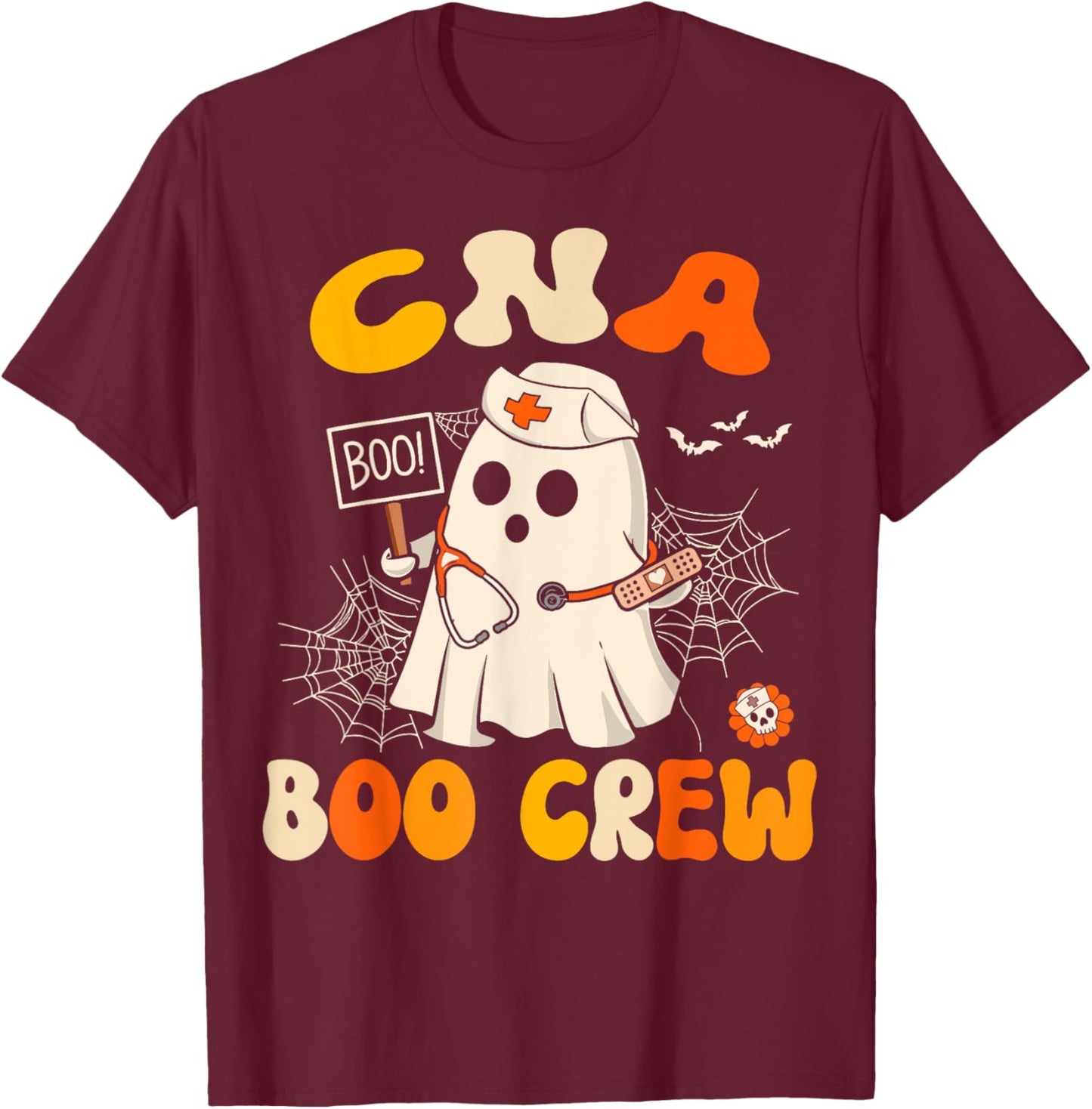 CNA Boo Crew Funny Nursing Assistant Halloween Costume Women T-Shirt - T-Shirt | Maroon