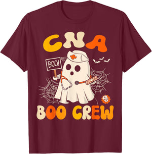 CNA Boo Crew Funny Nursing Assistant Halloween Costume Women T-Shirt - T-Shirt | Maroon