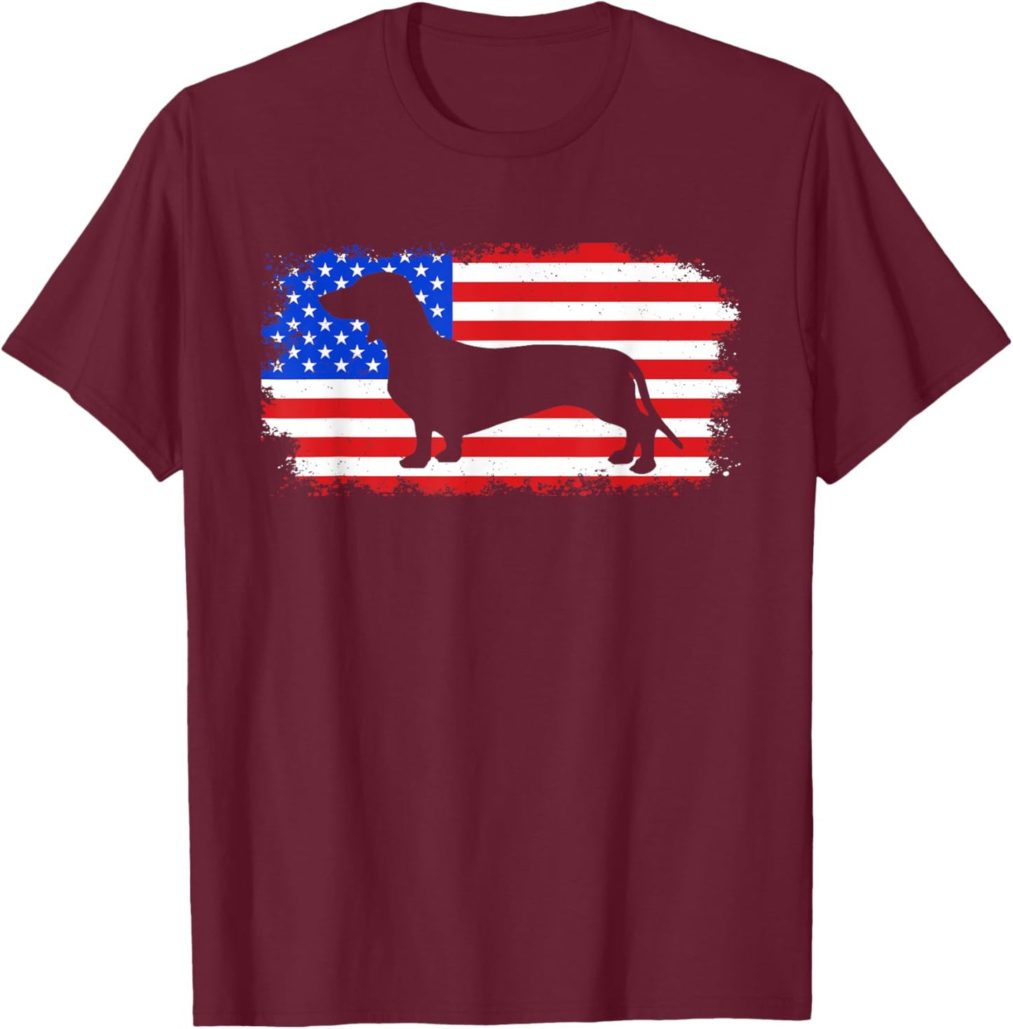 Dachshund American Flag 4th of July Dog Patriotic Women Kids T-Shirt - T-Shirt | Maroon