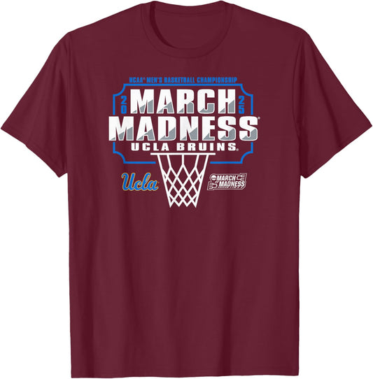 UCLA Bruins March Madness 2025 Basketball Black T-Shirt - T-Shirt | Maroon