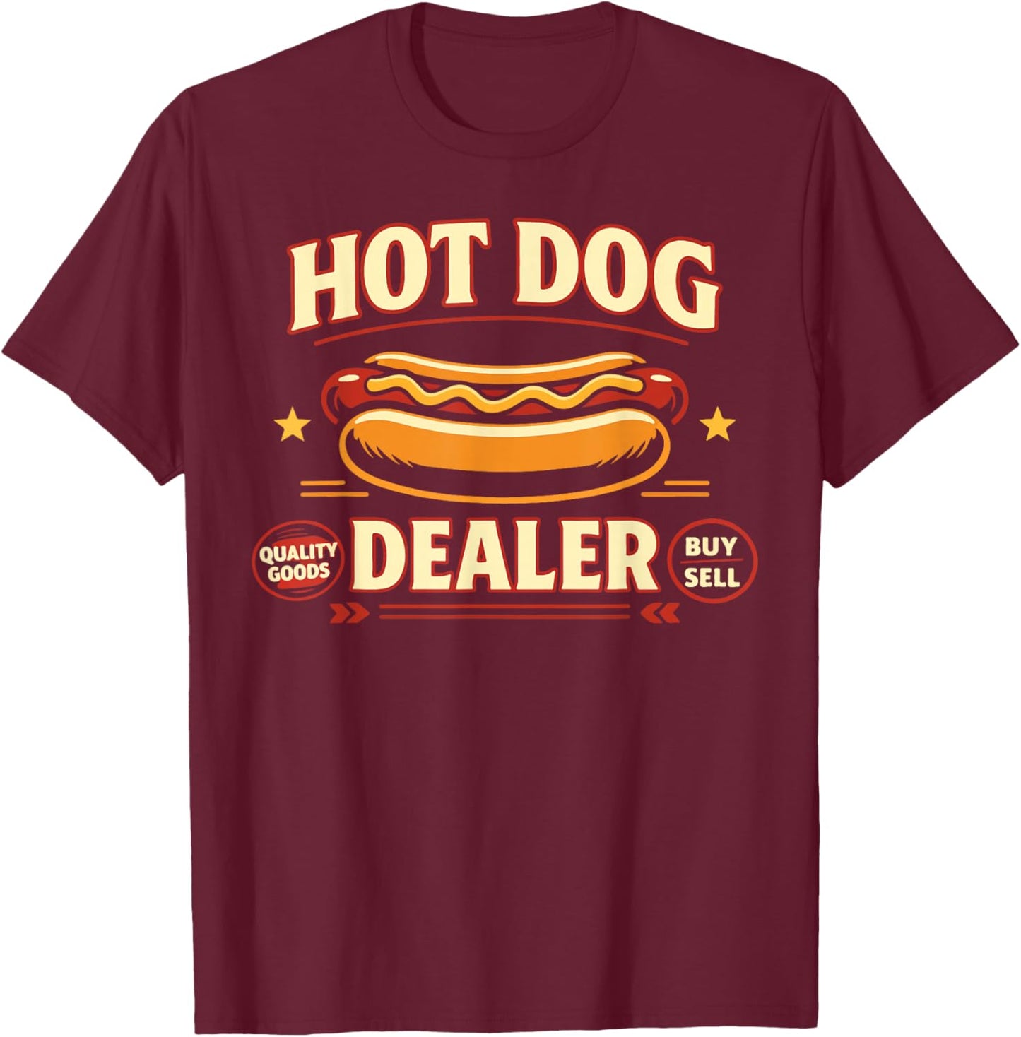 Hot Dog Adult Hot Dog Dealer T-Shirt - T-Shirt | Maroon