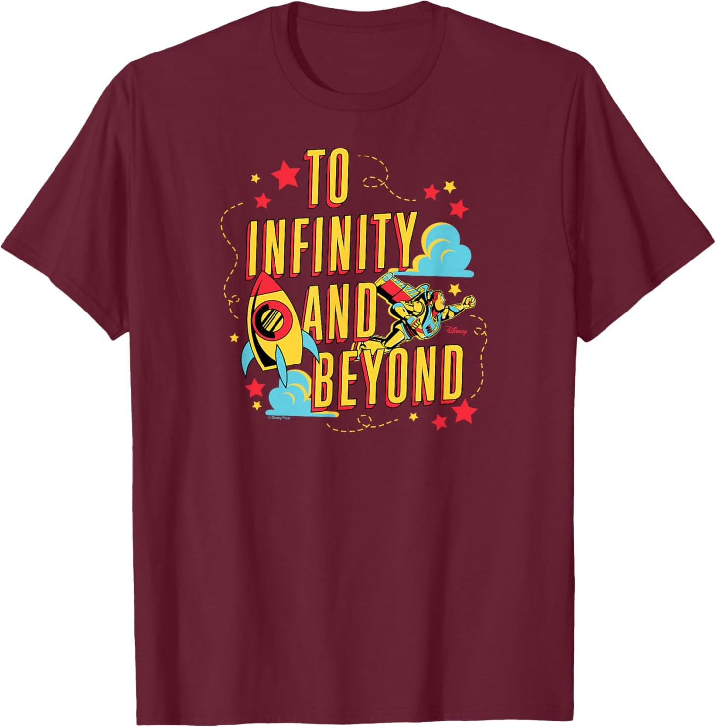 Toy Story - Buzz Lightyear To Infinity And Beyond Black T-Shirt - T-Shirt | Maroon