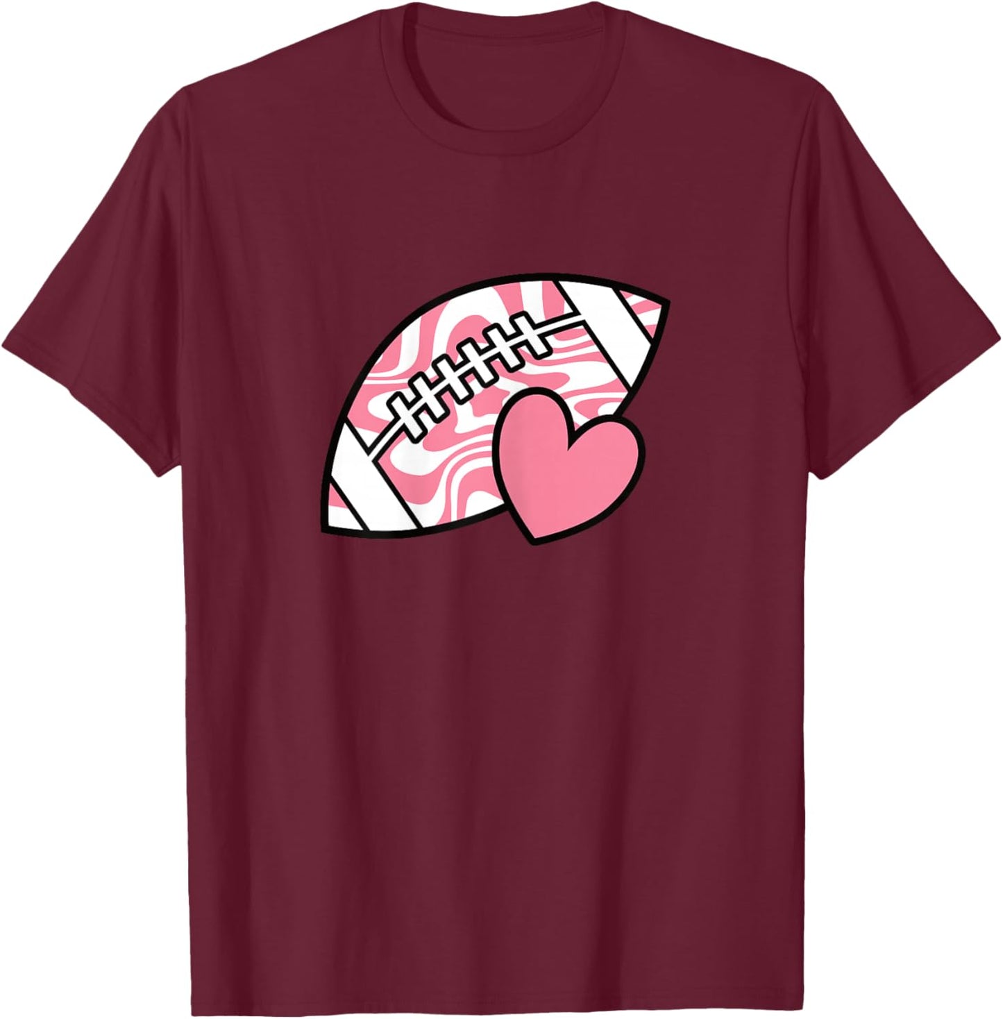 Pink Football Cute American Football Lover Women Girls T-Shirt - T-Shirt | Maroon