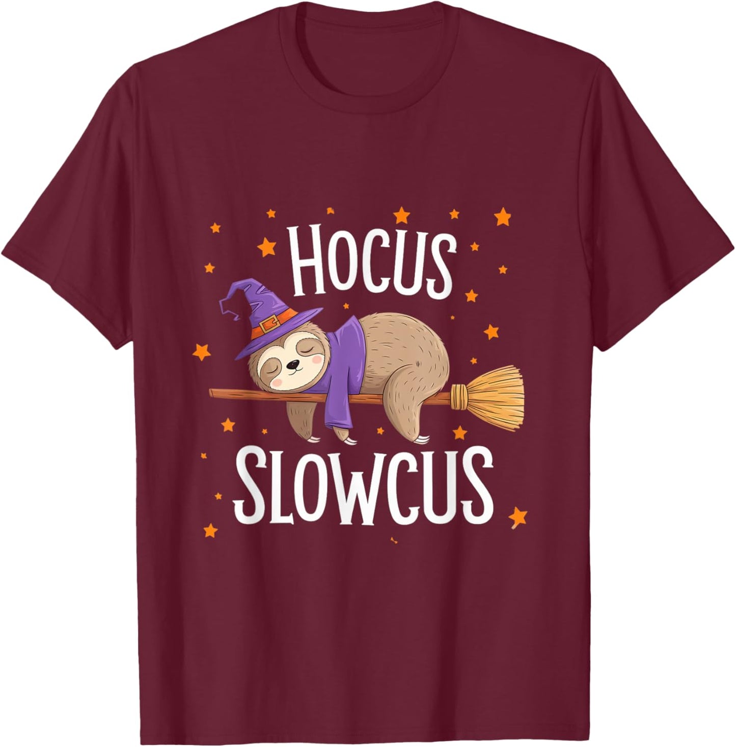 Hocus Slowcus Cute Funny Sloth Halloween 2024 T-Shirt - T-Shirt | Maroon