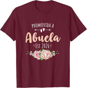 Promovida A Abuela 2026 Spanish Pregnancy announcement T-Shirt - T-Shirt | Maroon