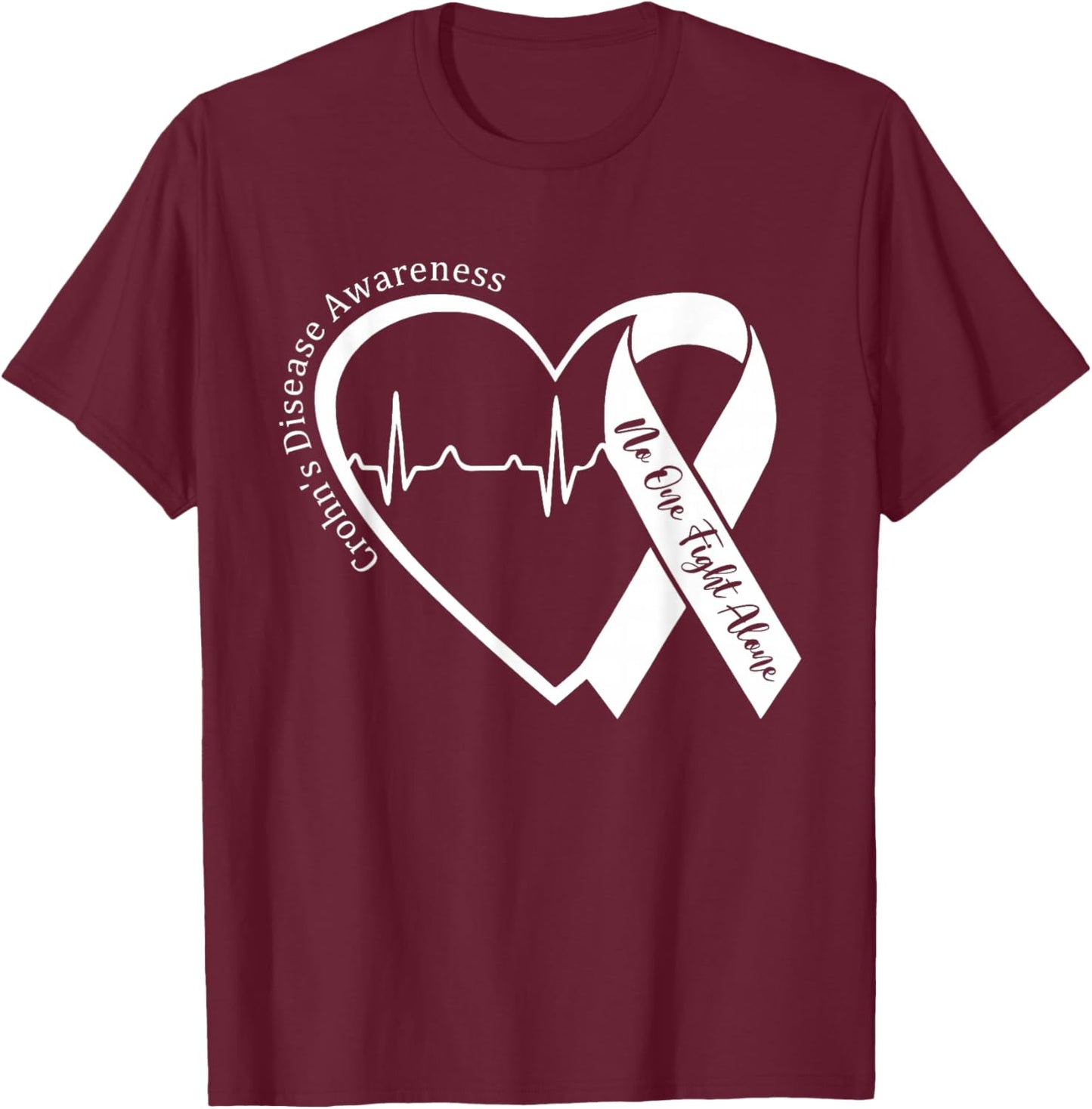 Crohns Disease Heart Support Purple Ribbon Crohn's Awareness T-Shirt - T-Shirt | Maroon