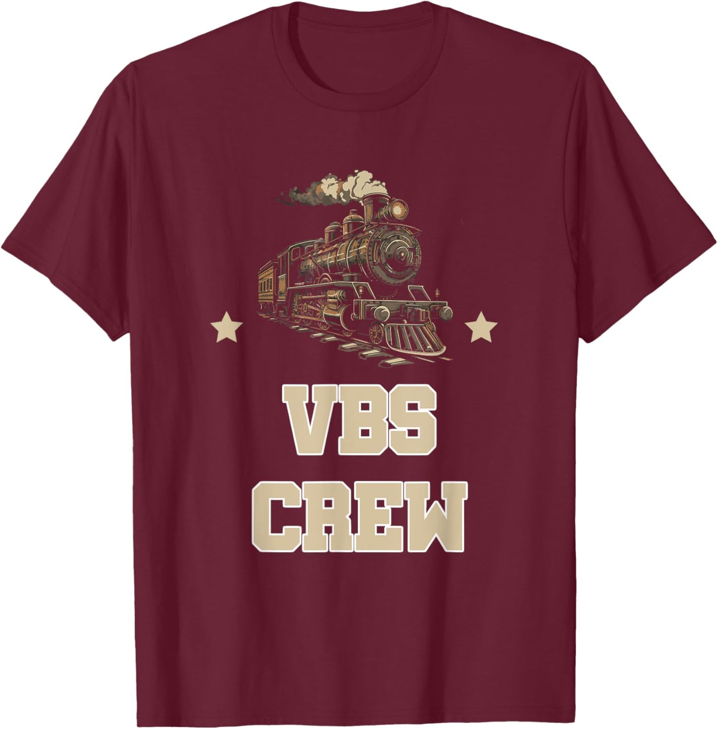 I Love VBS 2025 Vacation Bible School Railroad VBS Team T-Shirt - T-Shirt | Maroon