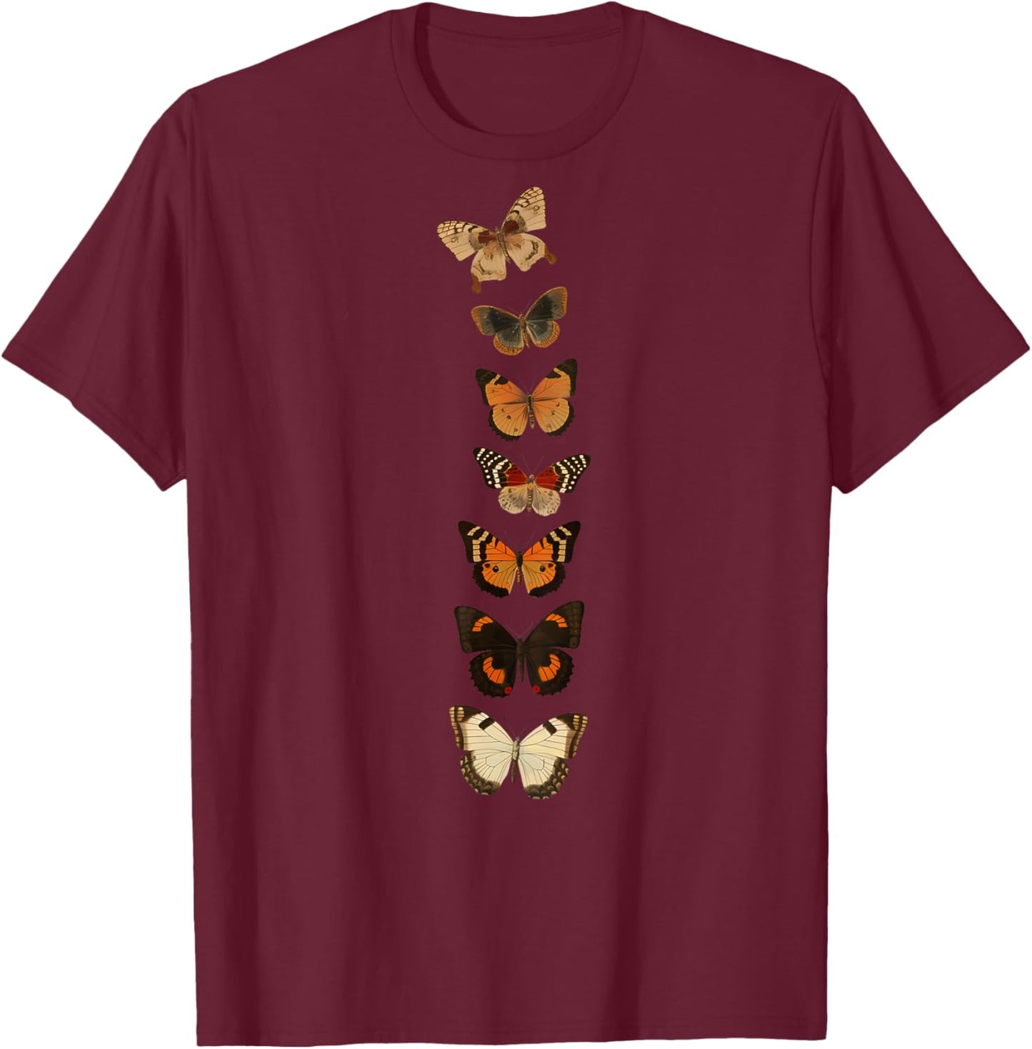 Cute Butterfly Spine Butterflies On Back Summer Women Casual T-Shirt - T-Shirt | Maroon