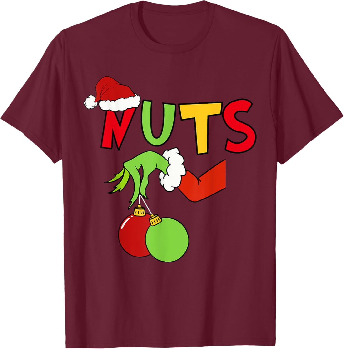 Chest Nuts Merry Christmas Shirt Xmas Matching Couples Men T-Shirt - T-Shirt | Maroon