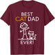 Best Cat Dad Ever Whimsical Line Art T-Shirt - T-Shirt | Maroon